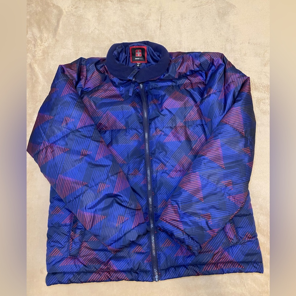 Blue Plaid Swiss Tech Puffer Jacket Youth XXL Size 18
